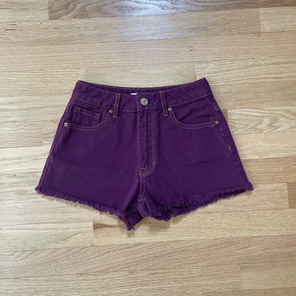 PacSun Eco Violet High Waisted Denim Festival Shorts Size 23 EUC - Picture 5 of 14